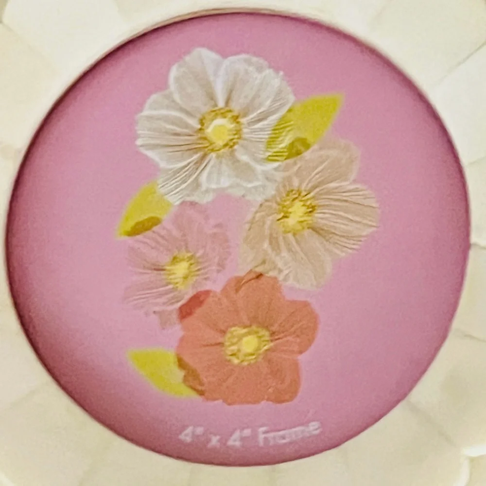 White Resin Double Scallop Round Picture Frame 4x4 New With Tags